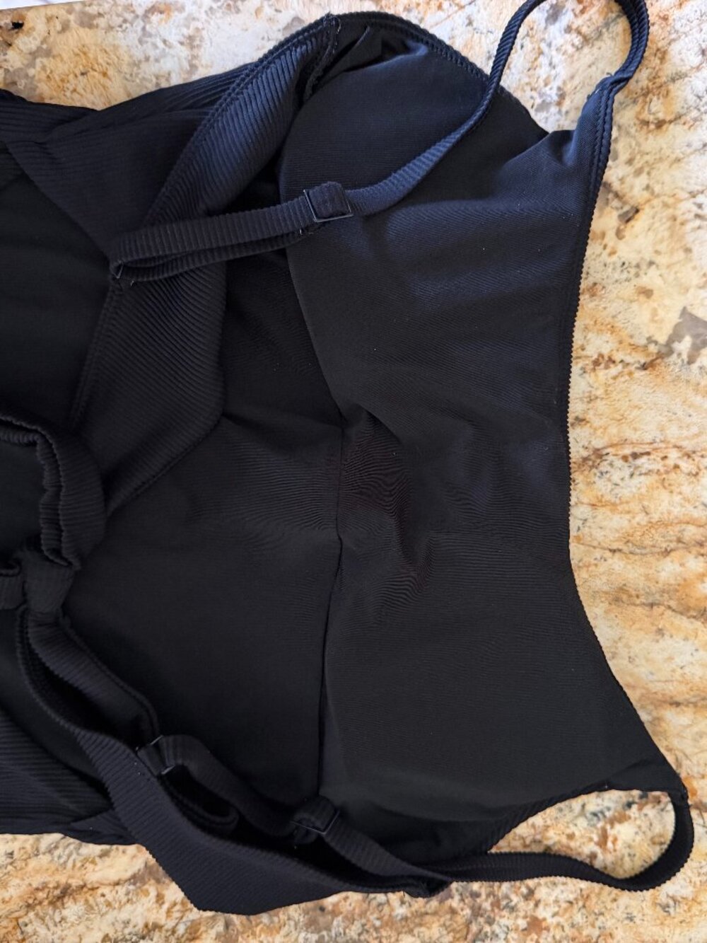 Aerie Large Long One Piece Full Coverage Black Ribbed Swimsuit - Picture 5 of 8